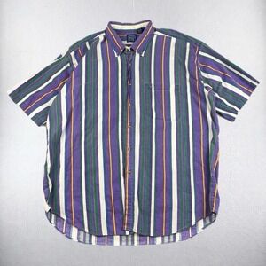 VTG St John's Bay Striped Shirt Mens XL Blanket Southwest Short Sleeve USA 90s